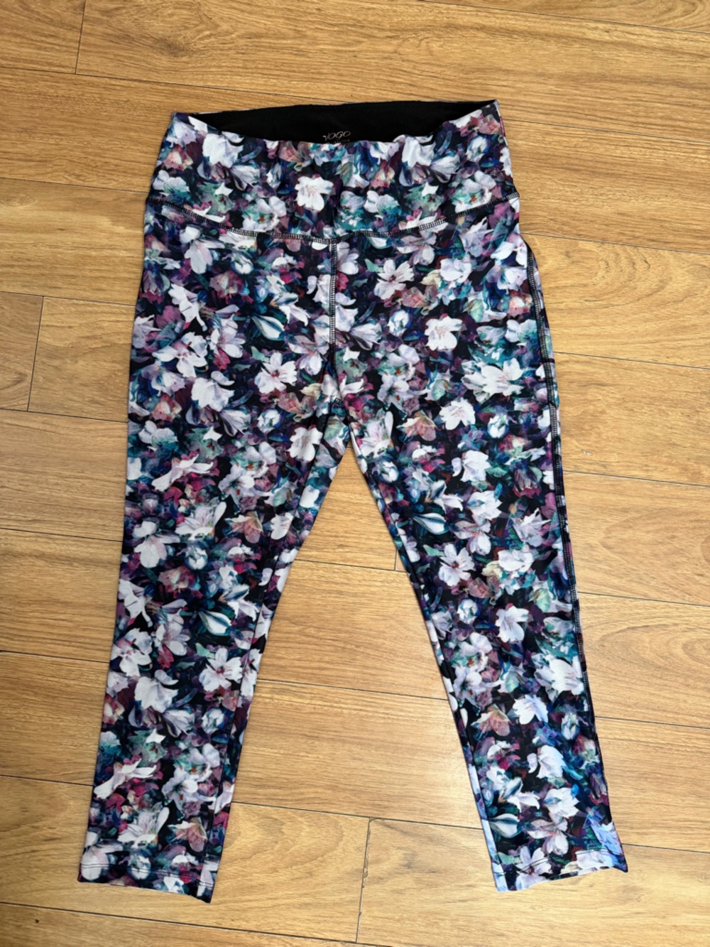 VOGO Athletica Floral Print Kids Leggings — White, Purple, Teal